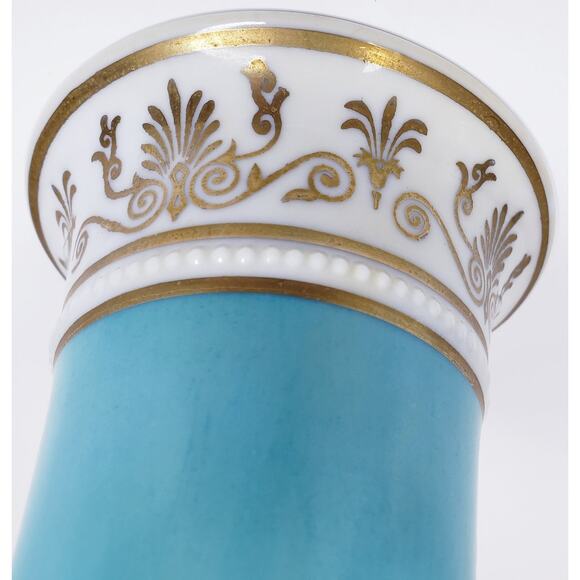 Vintage MOTTAHEDEH DESIGN Pair of 5 1/2" Vases Black Aqua & Gold - Picture 14 of 14